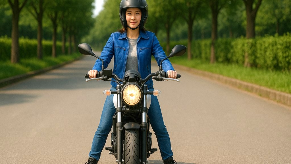 バイクの足つきを確認