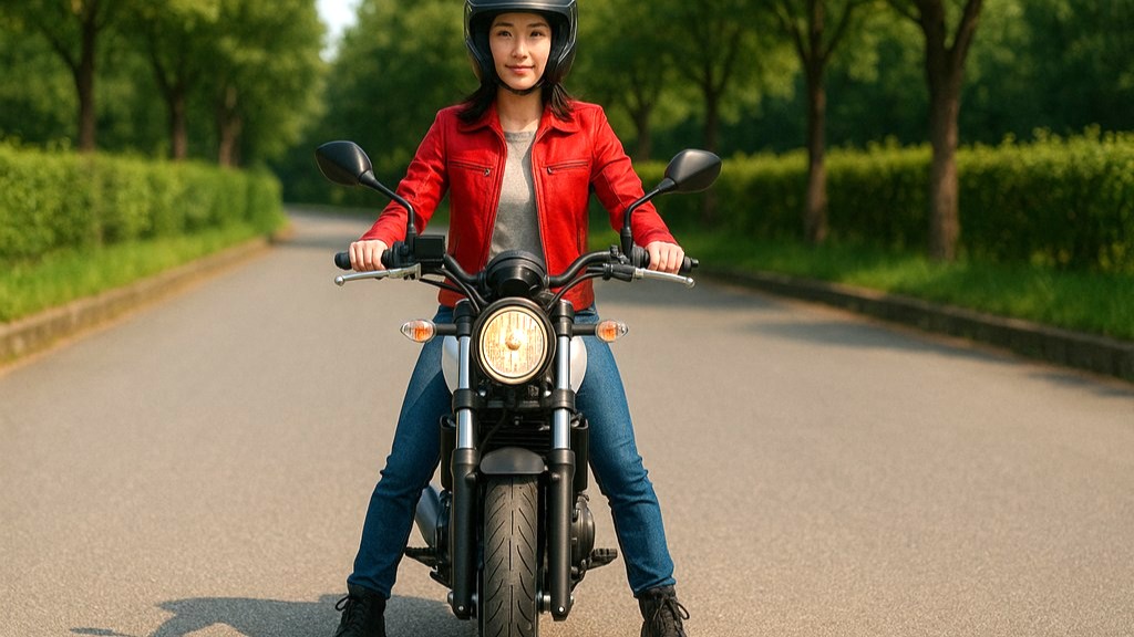 バイクの足つきを確認