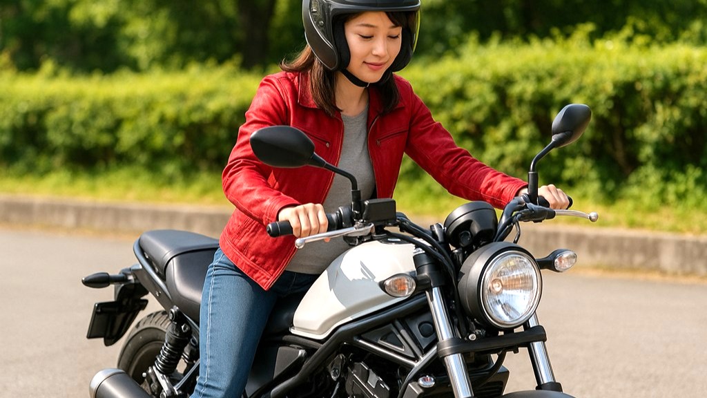 バイクの足つきを確認