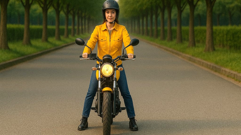 バイクの足つきを確認