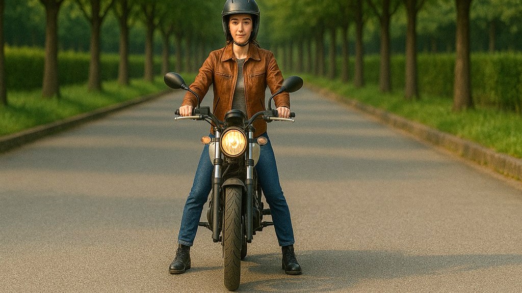 バイクの足つきを確認