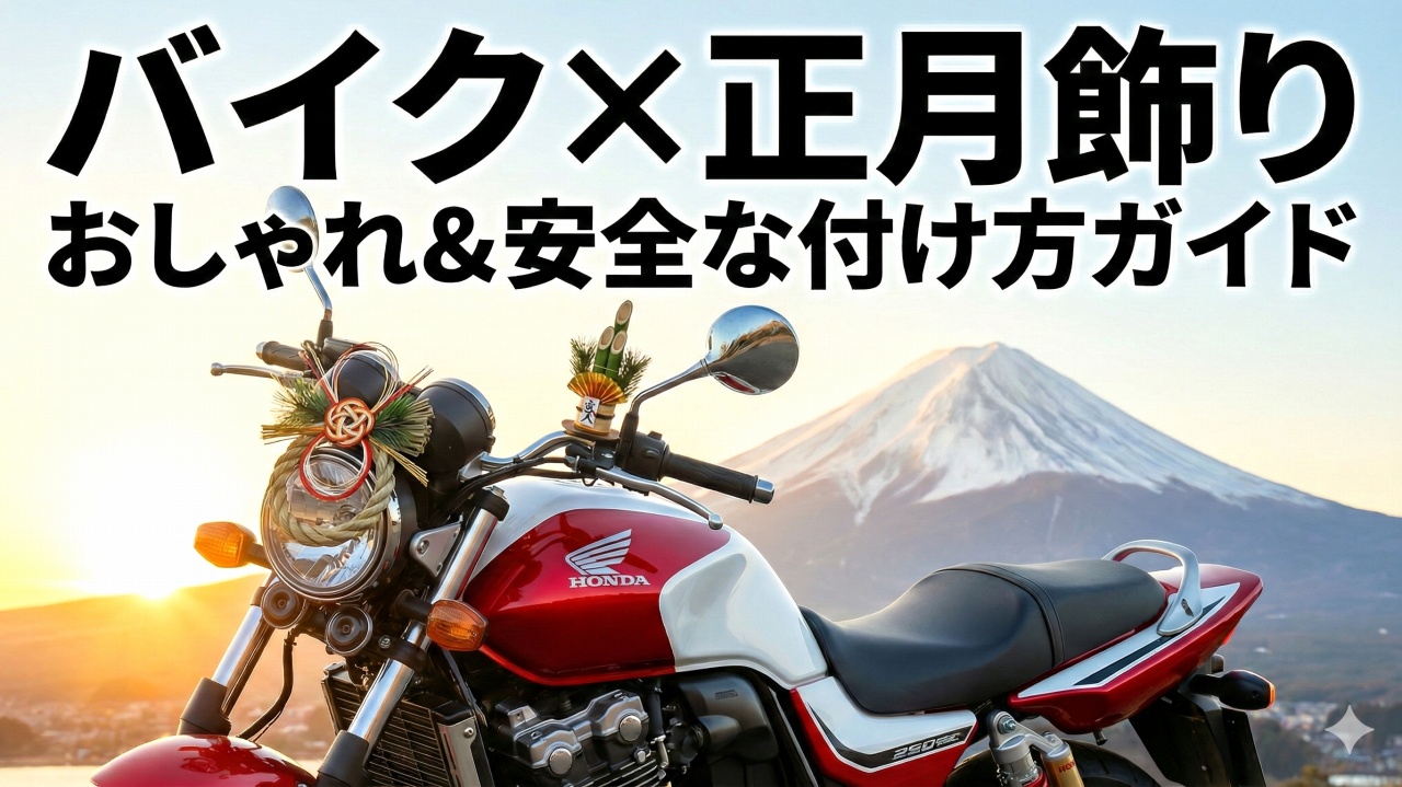 バイクに正月飾り