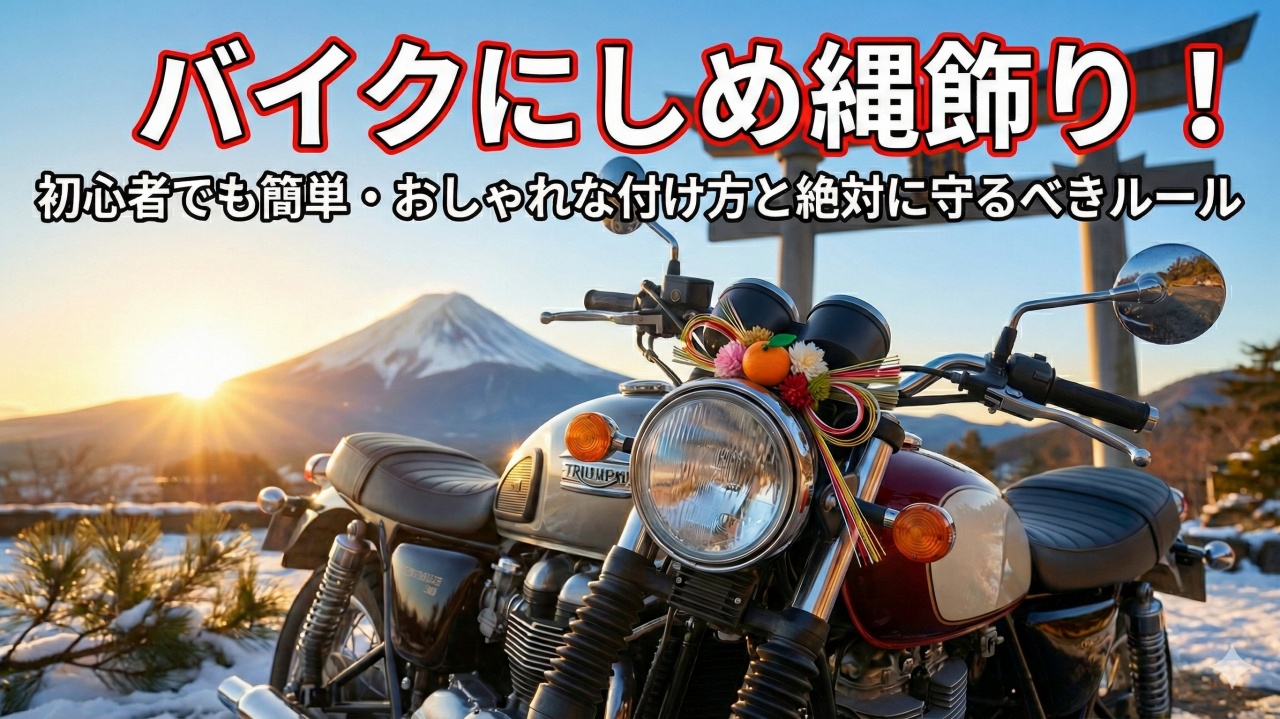 バイクにしめ縄飾り